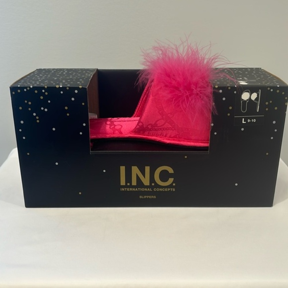 INC Sexy Feather Slipper Hot Pink Large 9-10